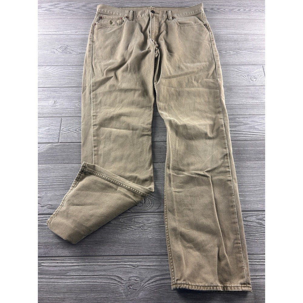 Polo Ralph Lauren Mens 36x34 Tan Khaki Cotton Canvas Straight Leg Pants 36 x 34